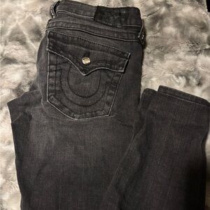 True Religion Women's Skinny Jeans - Dark Gray with crystals